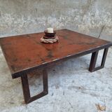 Industrial coffee table pallet table steel cinnamon brown