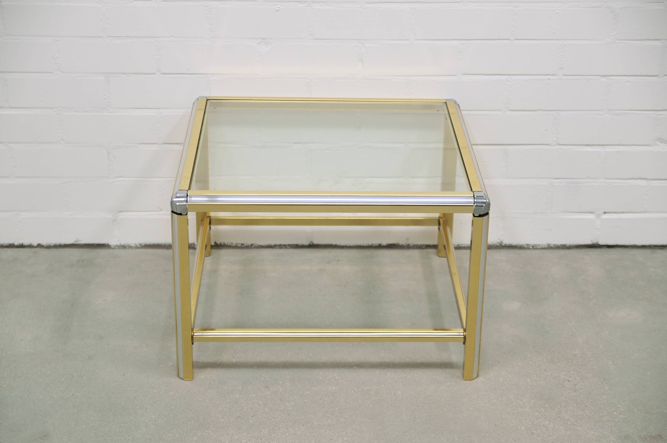 vintage gold & silver coffee table glass table top