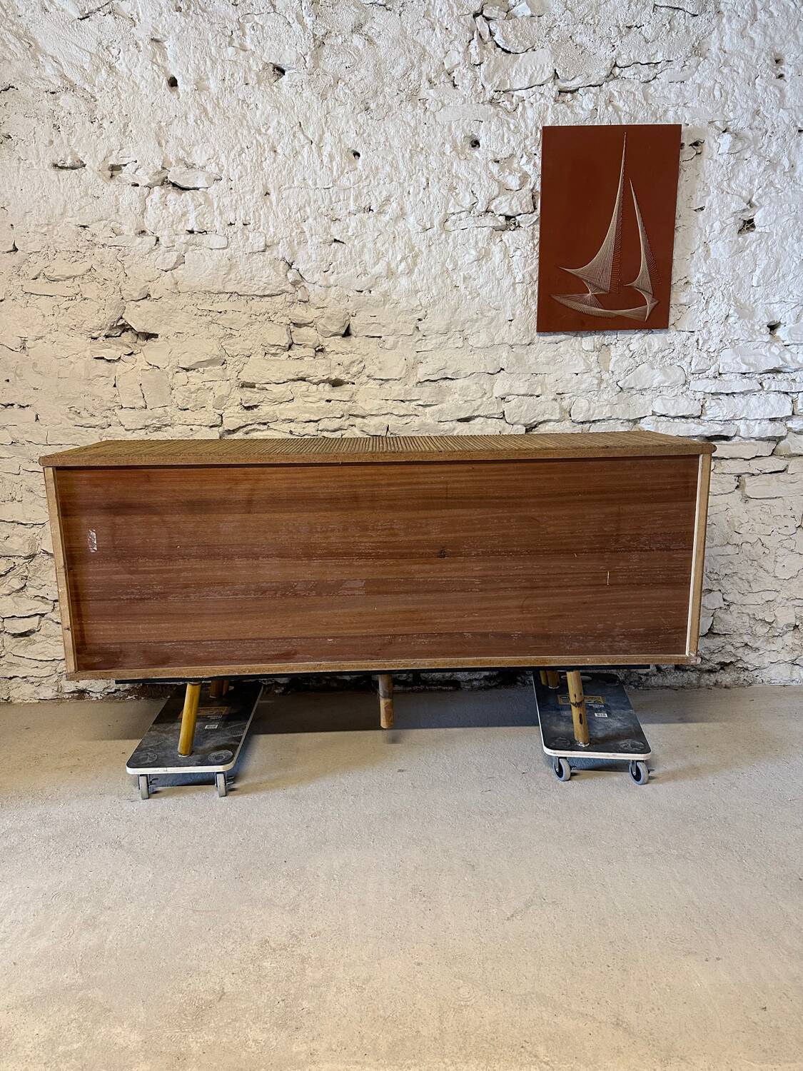 Bamboo and metal enfilade in the Audoux Minet style, 1950s.