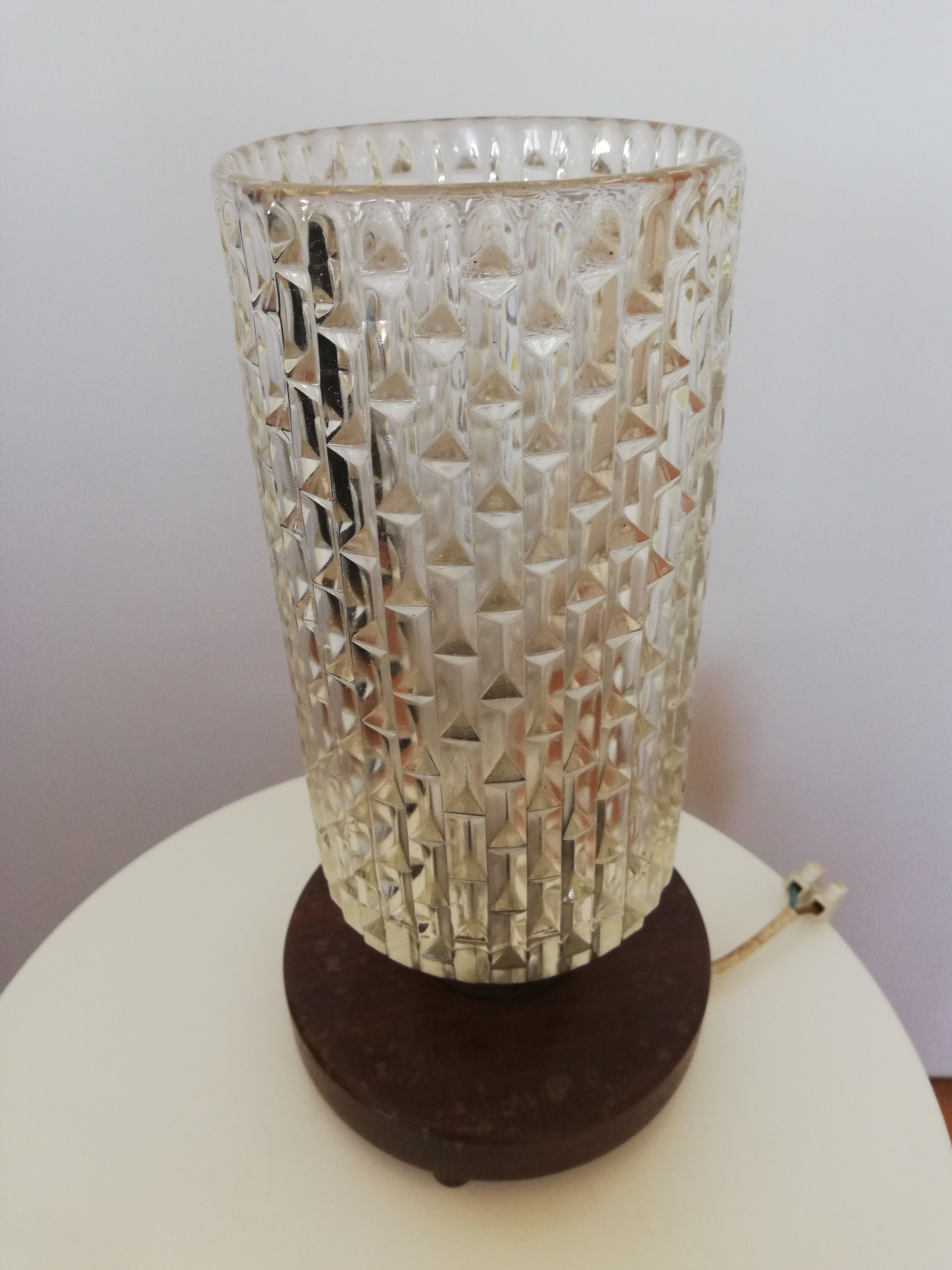 Table lamp nightlight teak and glass 50/60