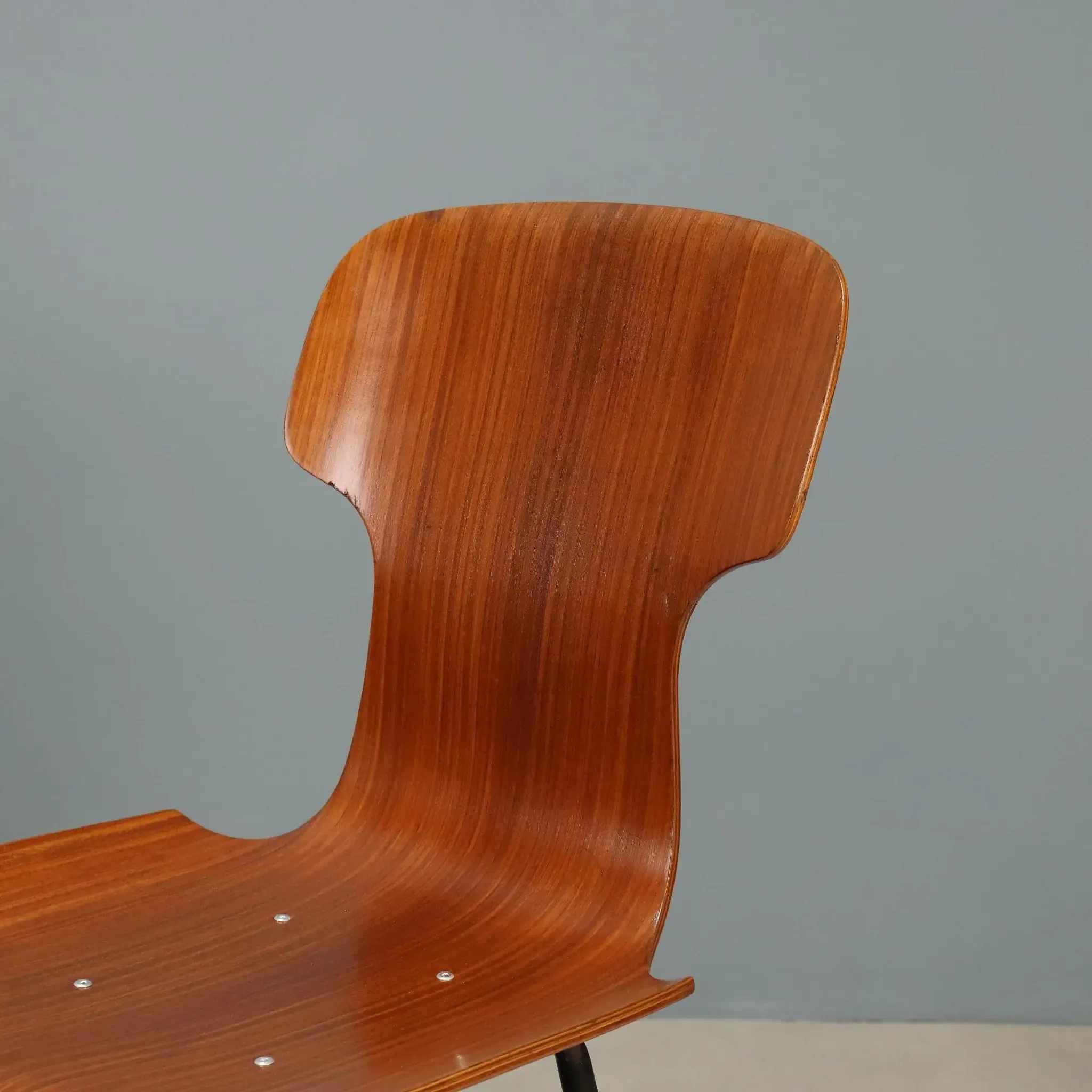 Vintage plywood and metal chairs, Italian design, 1960s.