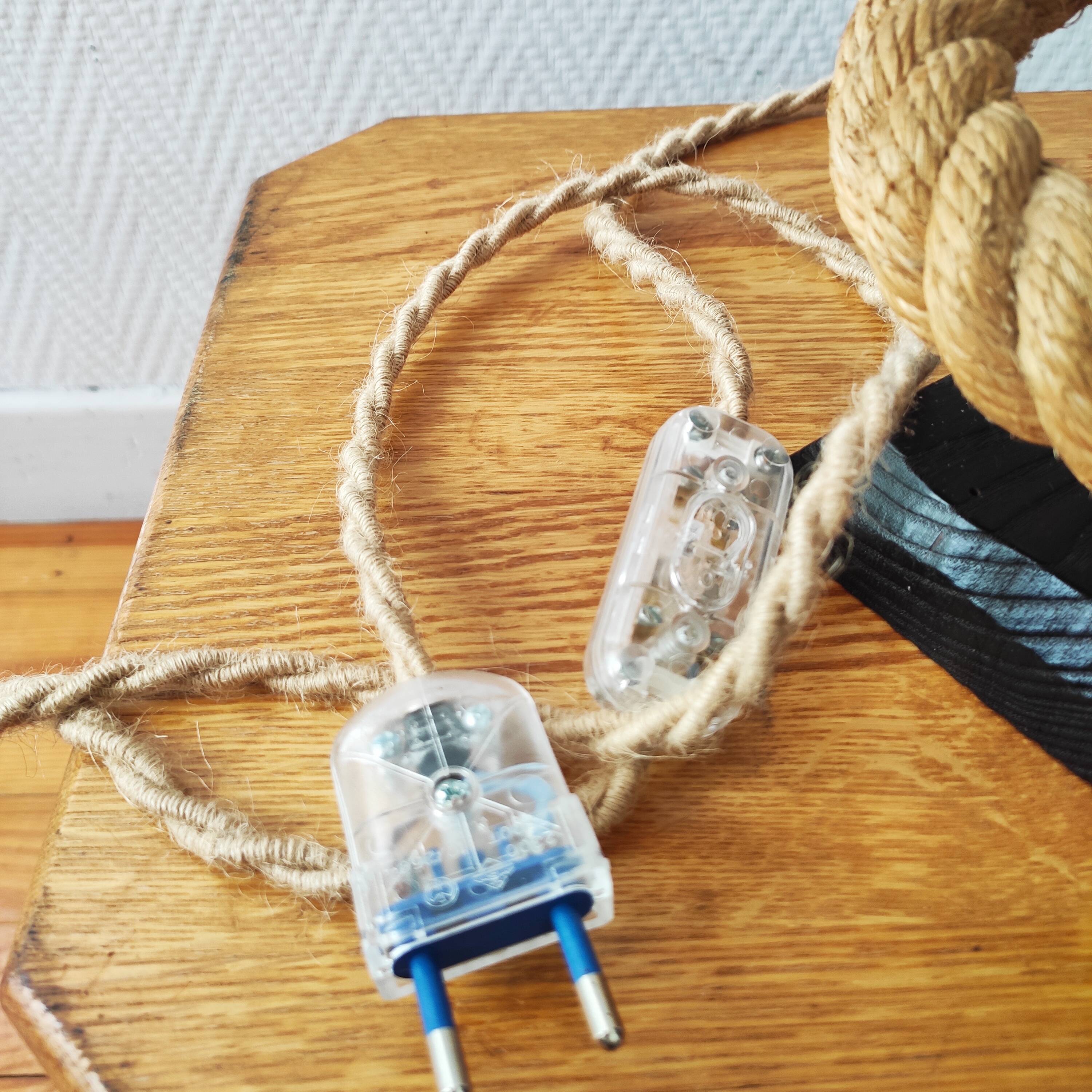 Vintage 1950s table lamp in rope – in the style of Audoux & Minet