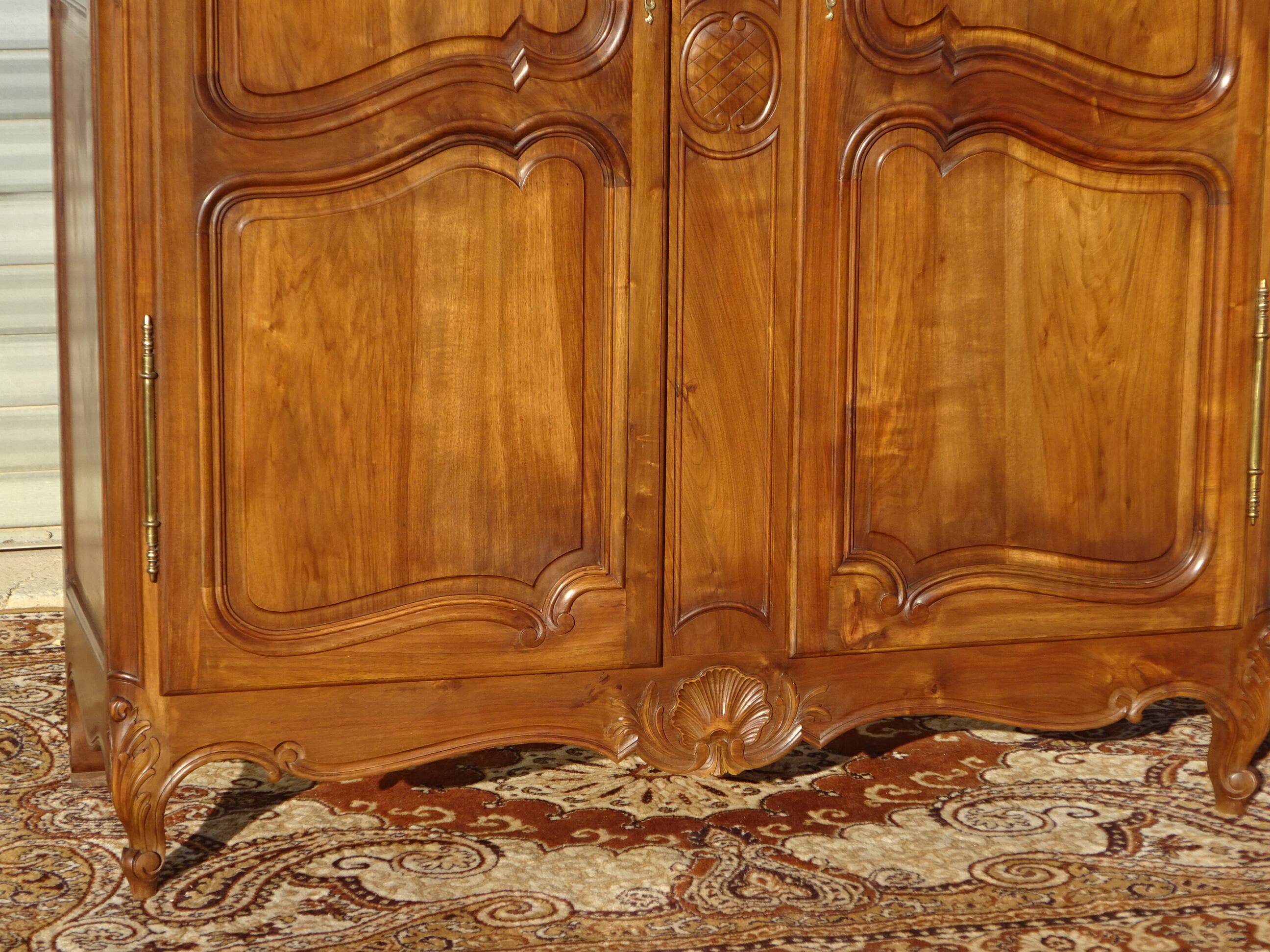 solid walnut wardrobe in Louis XV style