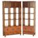 Pair of open bookshelves in crocodile leather with drawers and compartments.
