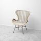 Vintage lounge armchair in rattan and metal, 1960s modernist design