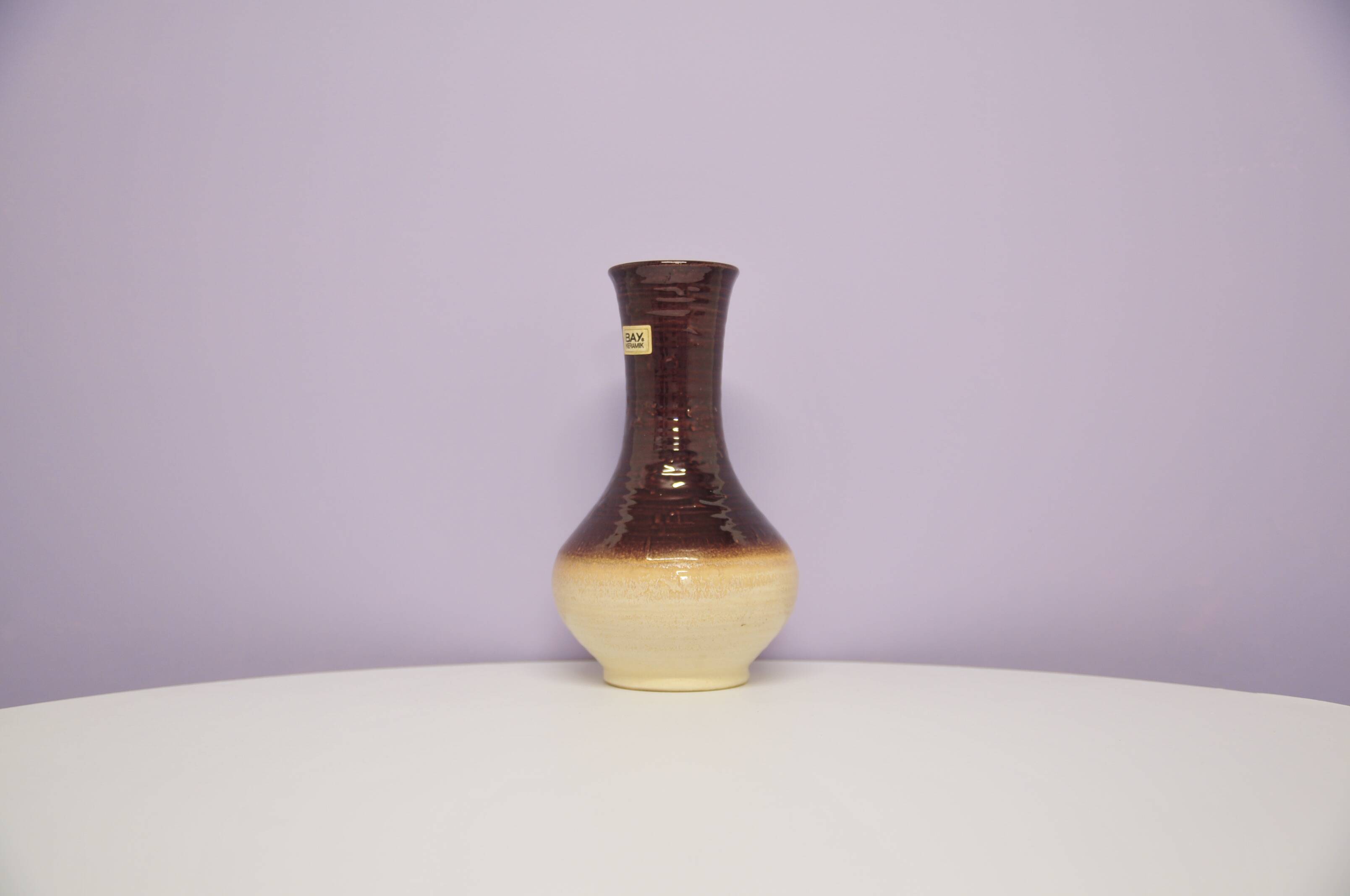 Vintage beige & brown west germany vase bay