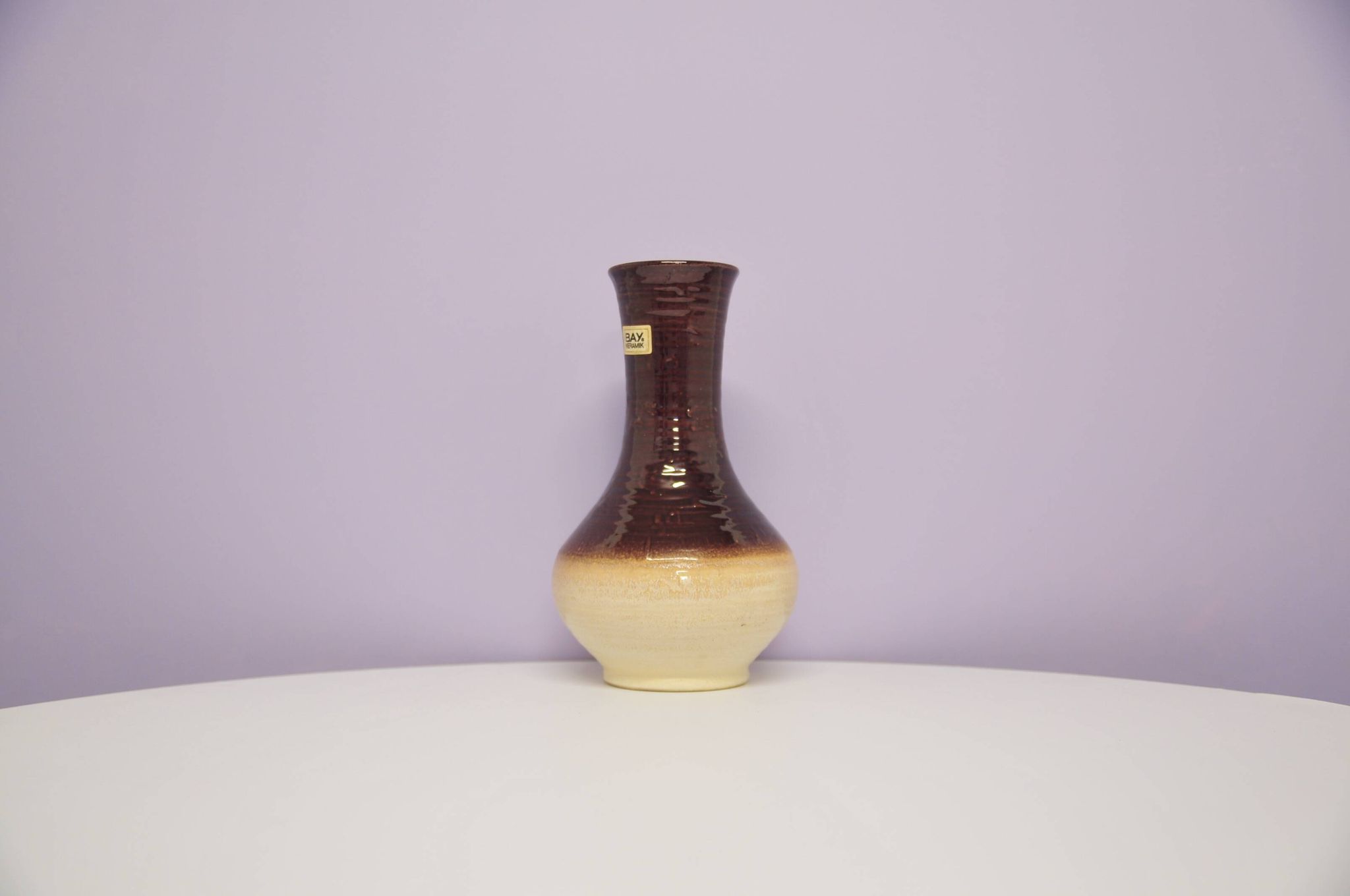 Vase vintage beige et marron allemagne de l'ouest bay