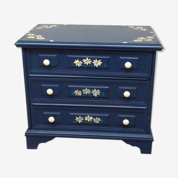 Commode bois motifs fleurs