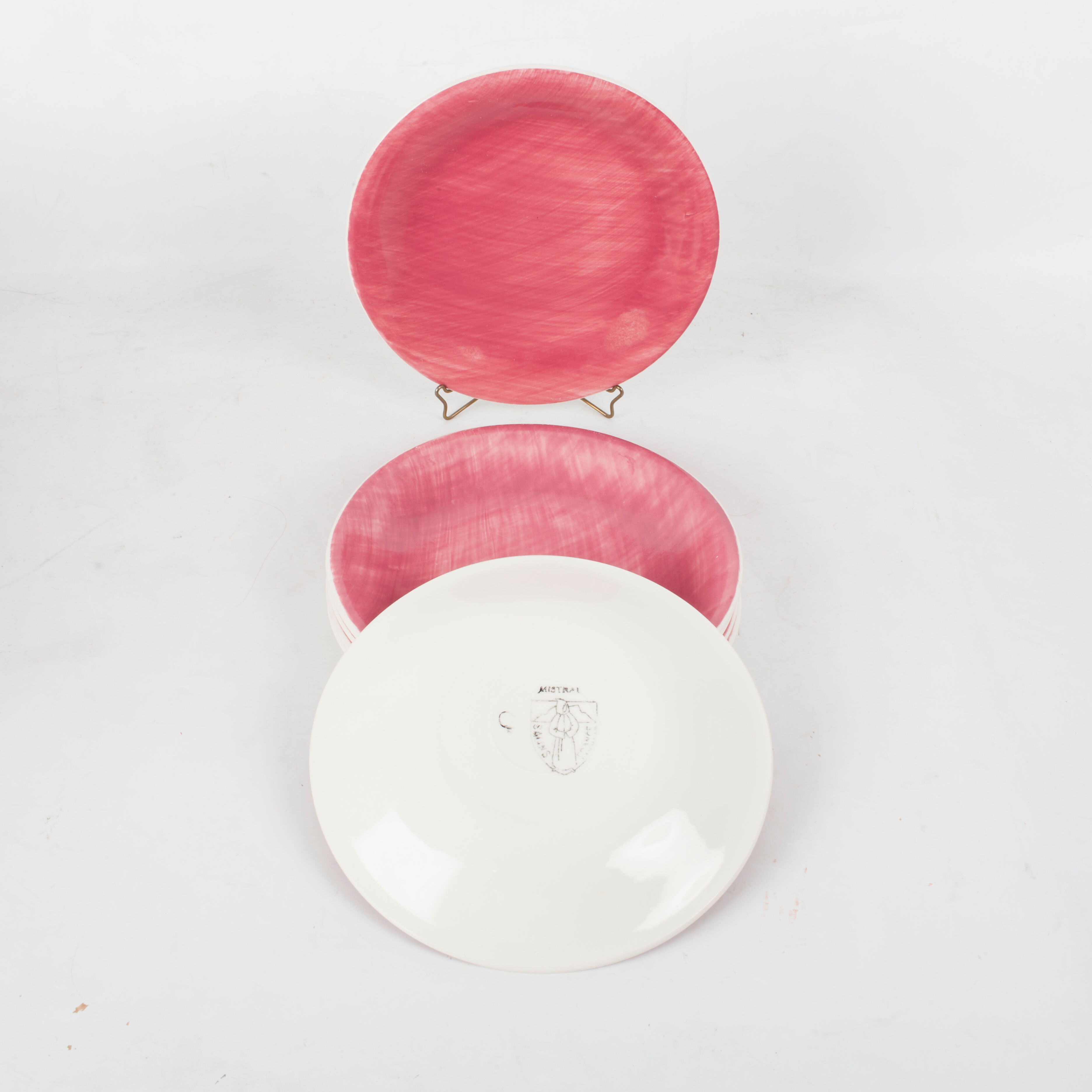 Set of 6 dishes earthenware of salins, france, collection mistral