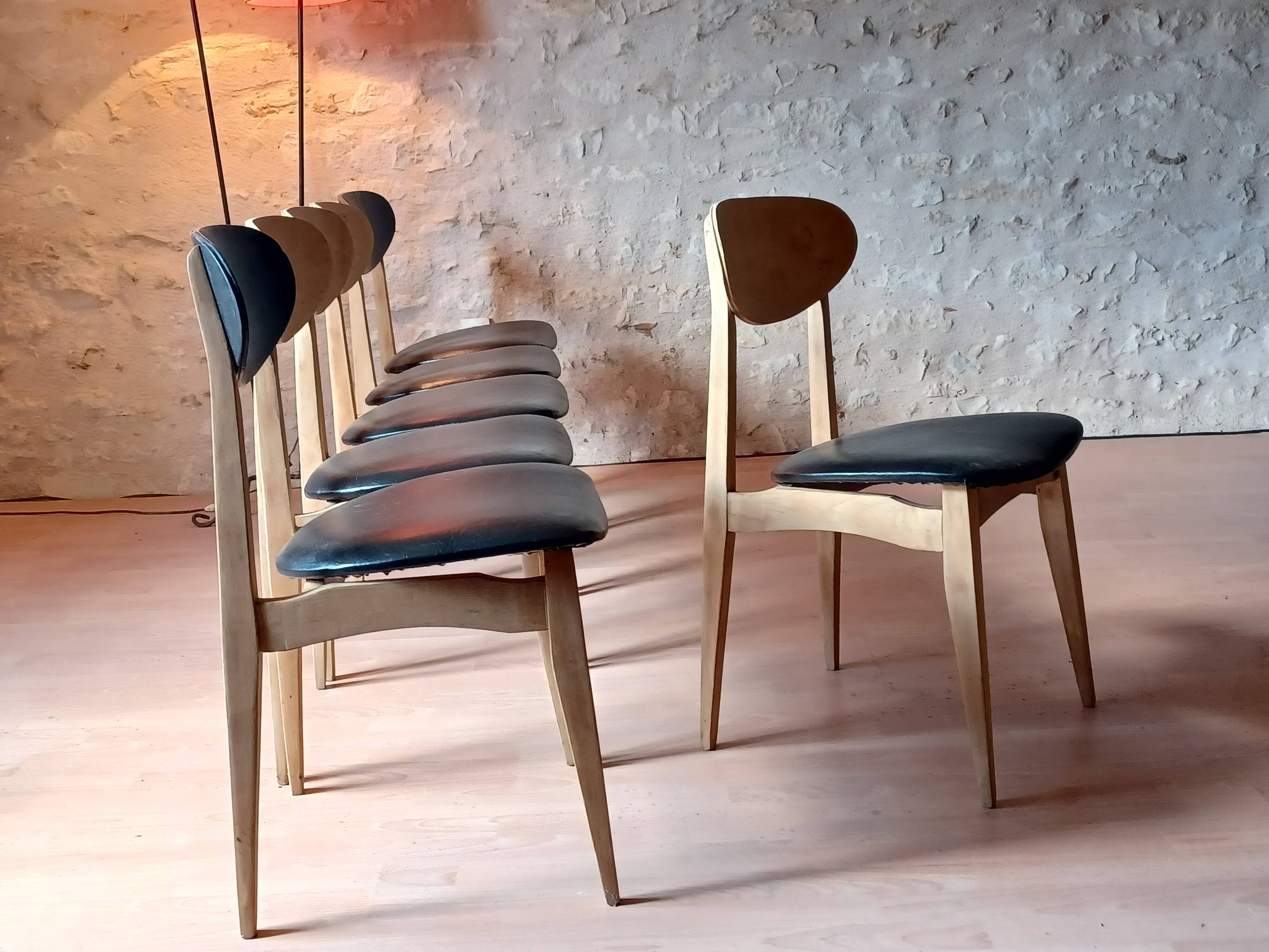6 chaises vintage scandinave en teck années 1960