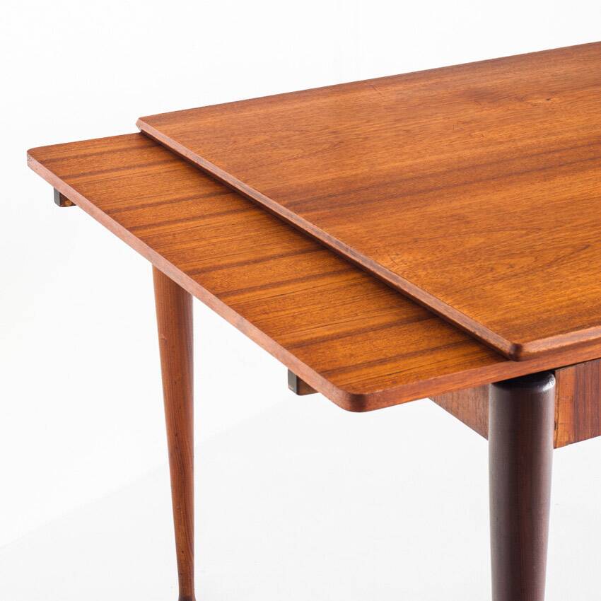 Scandinavian style teak table with two extensions. Vintage. France, 1960s