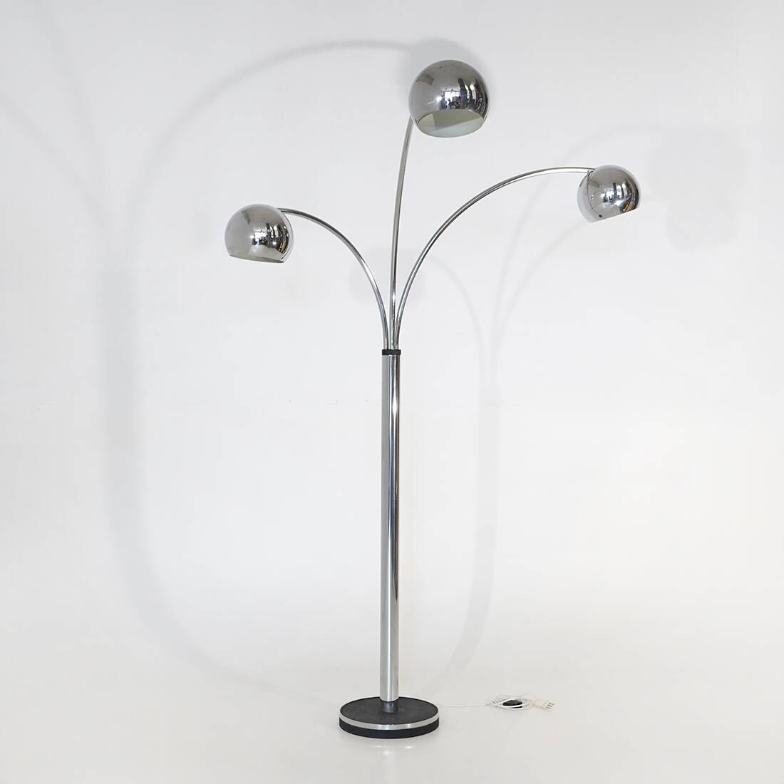 3-arm floor lamp in chromed metal, 1970s