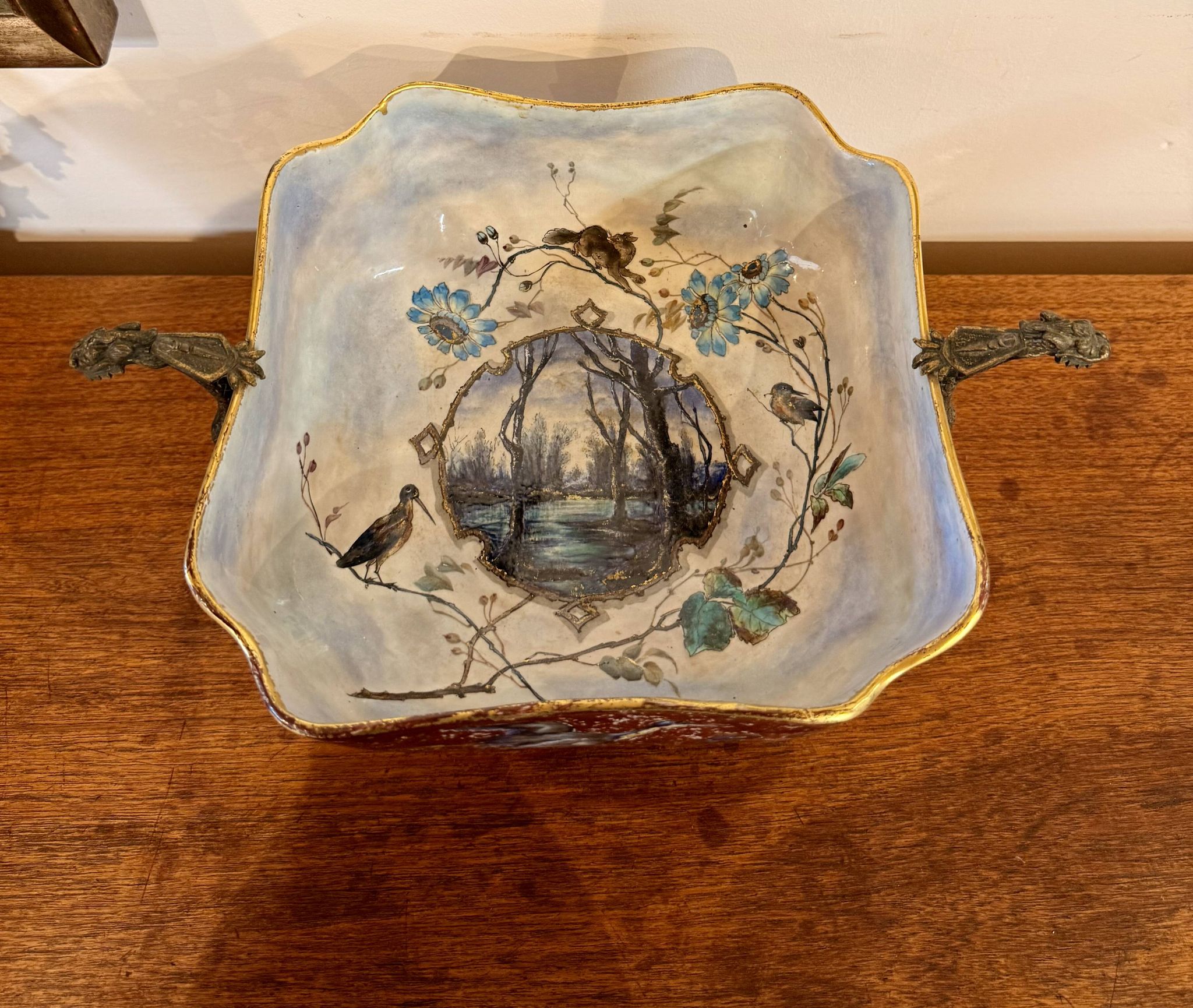 Antique Asian planter in glazed porcelain.