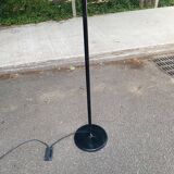 Vintage black dome floor lamp in articulated steel