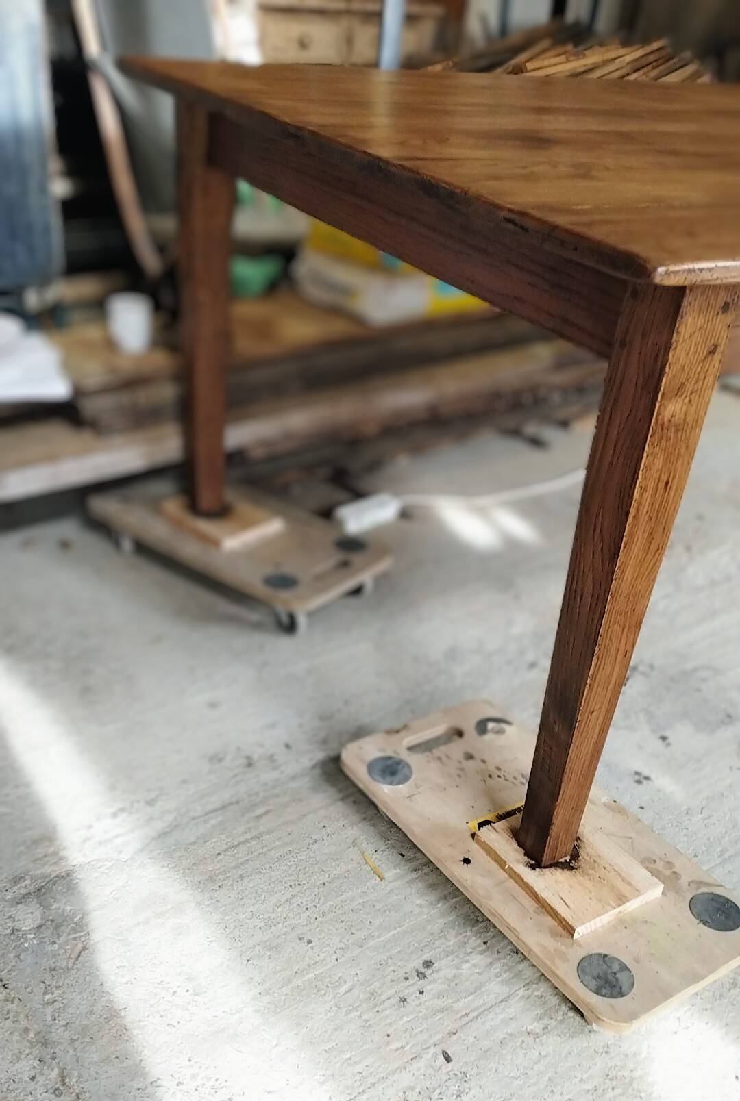 Solid oak farmhouse table, 270x120 cm, with 4 drawers