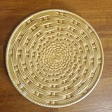 Vintage earthenware trivet from Sarreguemines Barbotine woven basket