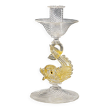 Glass candlestick by Archimede Seguso with dolphin, circa 1960s.