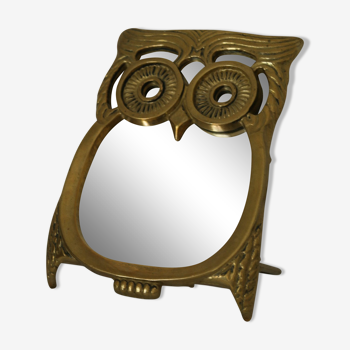 Miroir de table hibou en laiton vintage