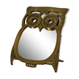 Miroir de table hibou en laiton vintage