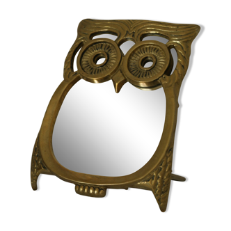 Miroir de table hibou en laiton vintage