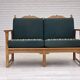 1970s, Scandinavian 2-seater sofa, furniture wool, solid oak wood.
