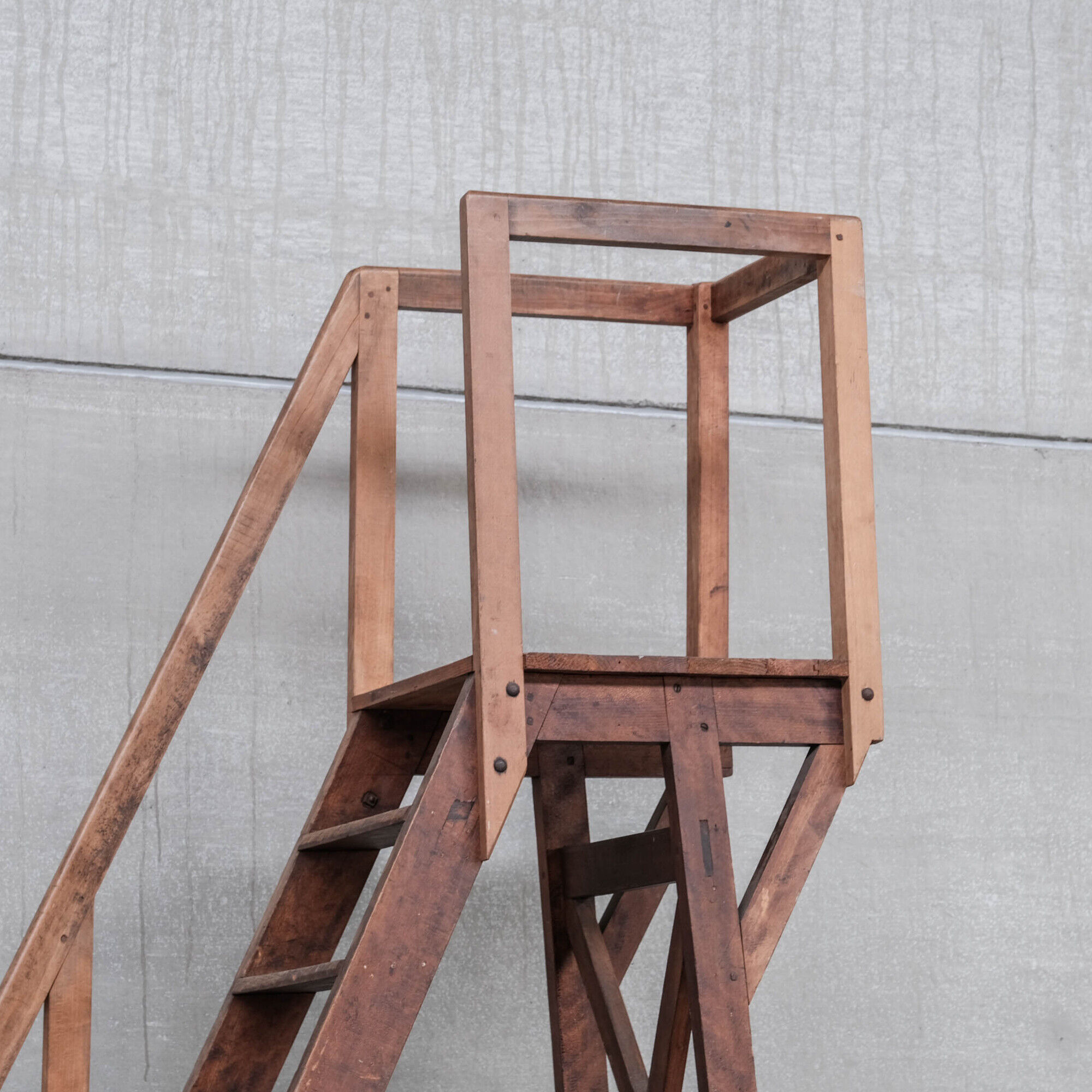 Antique industrial wooden french staircase
