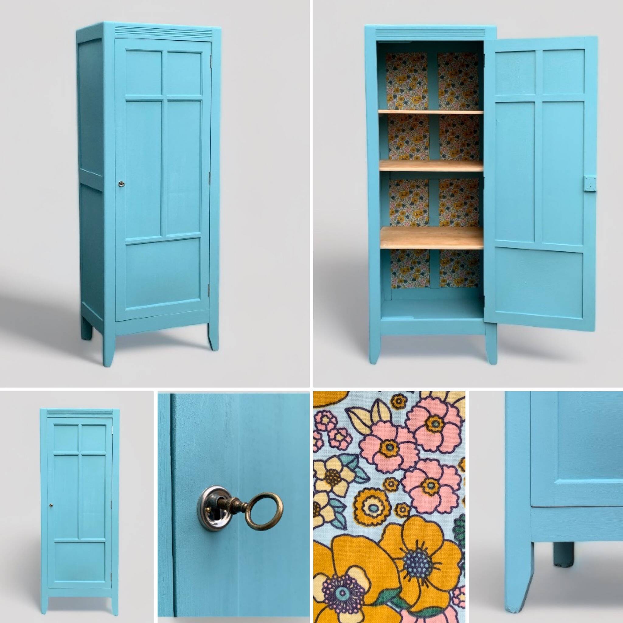 Armoire bonnetière parisienne turquoise 1940