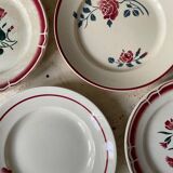 6 vintage flowered earthenware flat plates