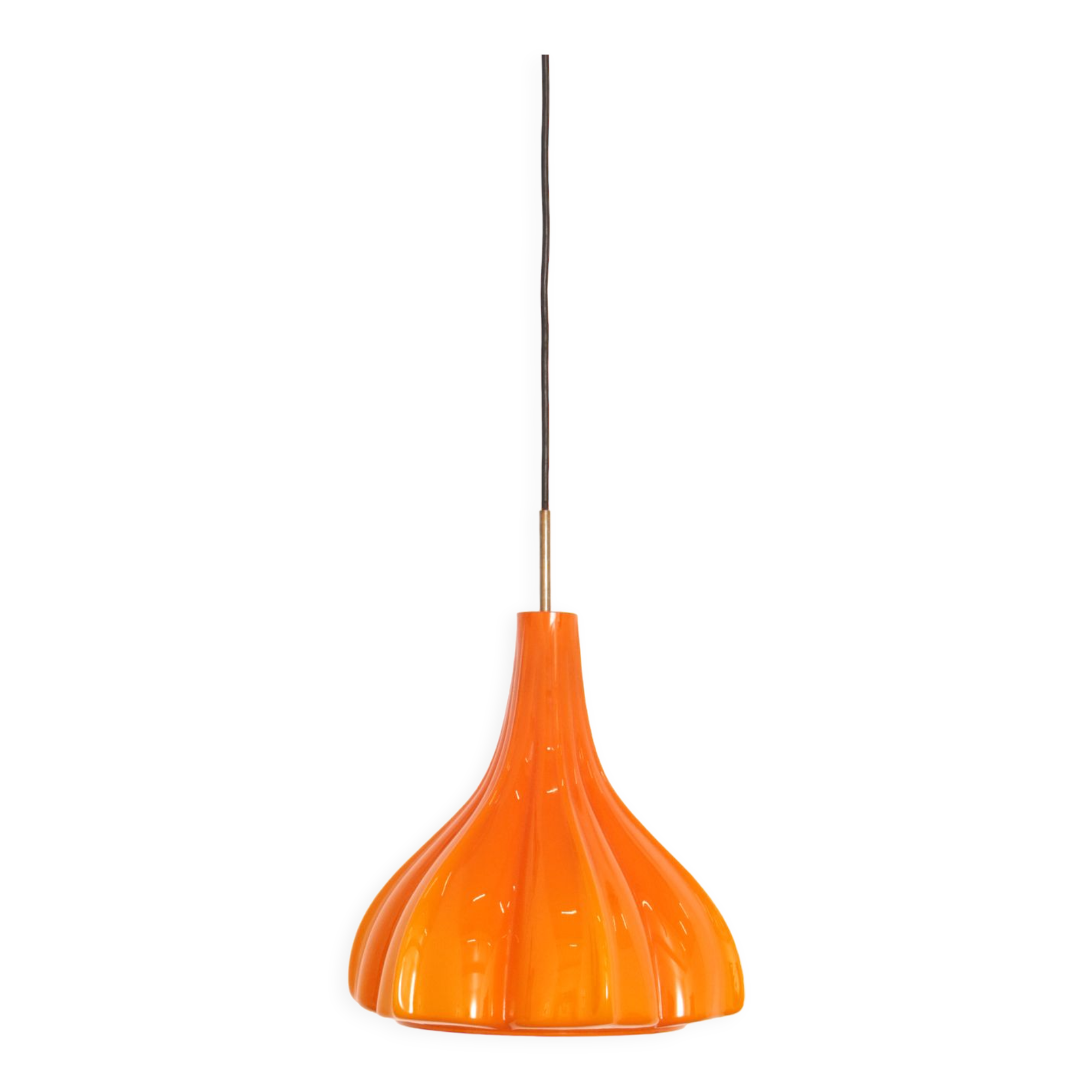 Vintage Orange Glass Pendant Lamp By Peill And Putzler 1960