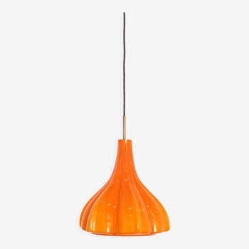 Suspension vintage en verre orange par Peill et Putzler 1960