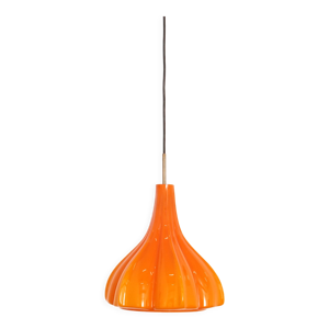 Suspension vintage en verre orange