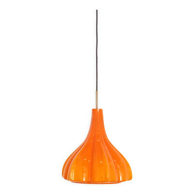 Suspension vintage en verre orange par Peill et Putzler 1960