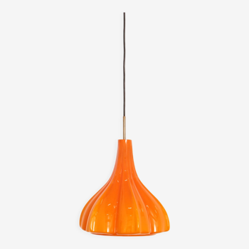 Vintage Orange Glass Pendant Lamp By Peill And Putzler 1960