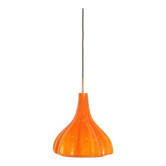 Suspension vintage en verre orange par Peill et Putzler 1960