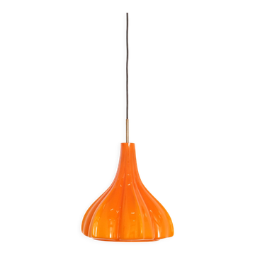 Suspension vintage en verre orange par Peill et Putzler 1960