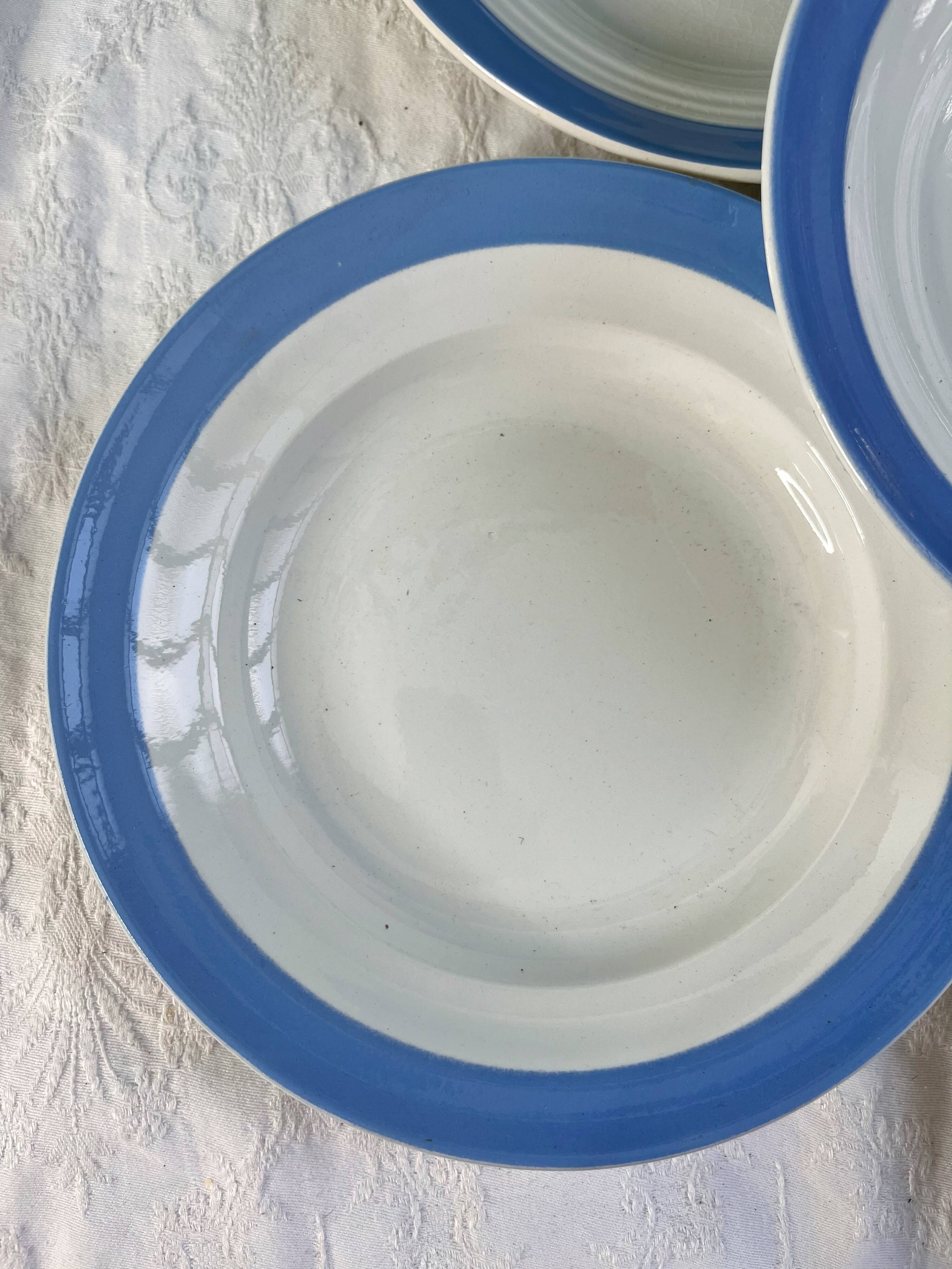 6 pastel blue soup plates in Céranord St Amand earthenware - Languedoc model - Lot 2