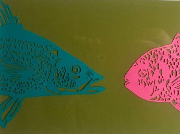 Œuvre papier de couleur tête à tête