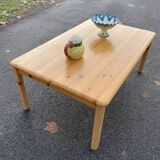 Rectangular pine wood coffee table 1980