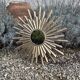 Sun mirror in patinated gold metal from the 2000s Diam 76 cm