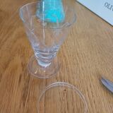 6 Port glasses, engraved crystal, art deco