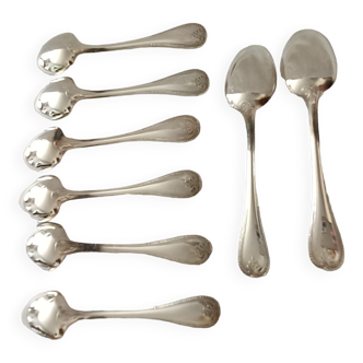 Set of 8 silver metal mocha spoons from christofle model "malmaison"