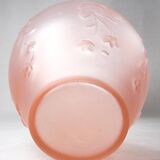 Large art deco style vase in molded/pressed pink glass paste