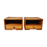 Pair of rattan bedside tables