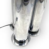 Hollywood regency 3 lights metal and opaline glass table lamp, Lama, Italy 1970s