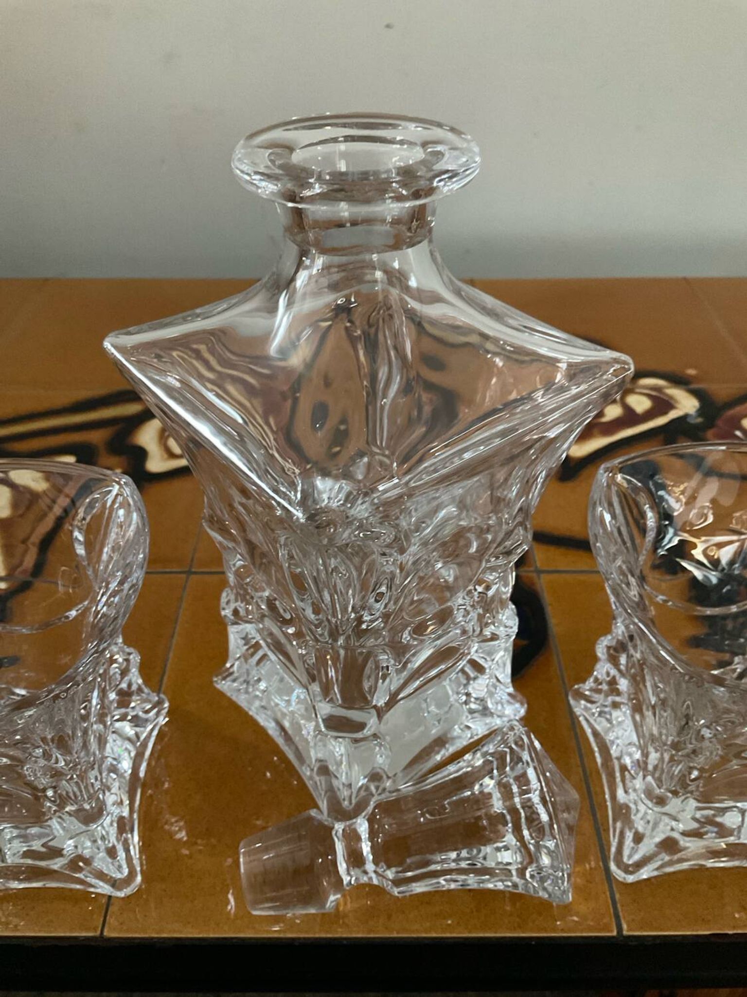 Vintage Bohemian crystal whisky set