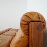 Leather and pine wood sofa by Erik Deforche for Hi Plan