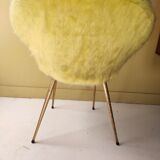 Yellow basket chair, spindle legs