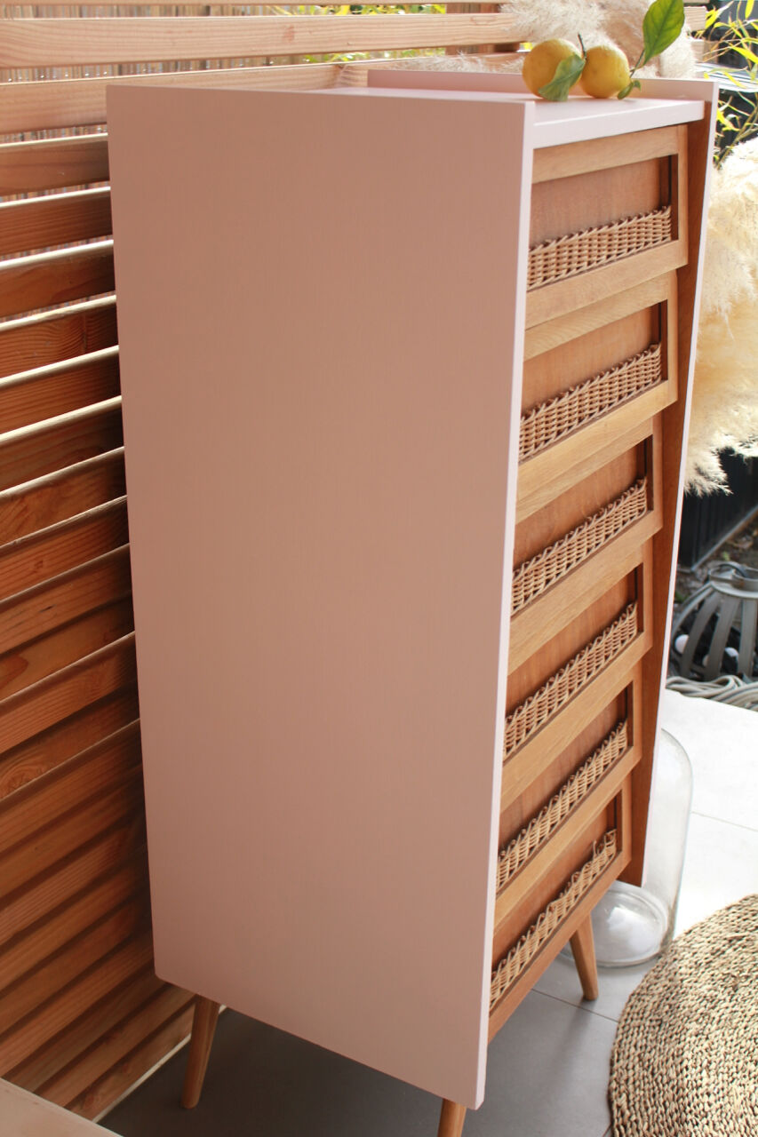 Vintage dresser rattan feet compass