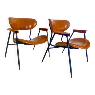 Mid Century Modern Lounge Chairs, set of two, Gastone Rinaldi style, Italy 1960's