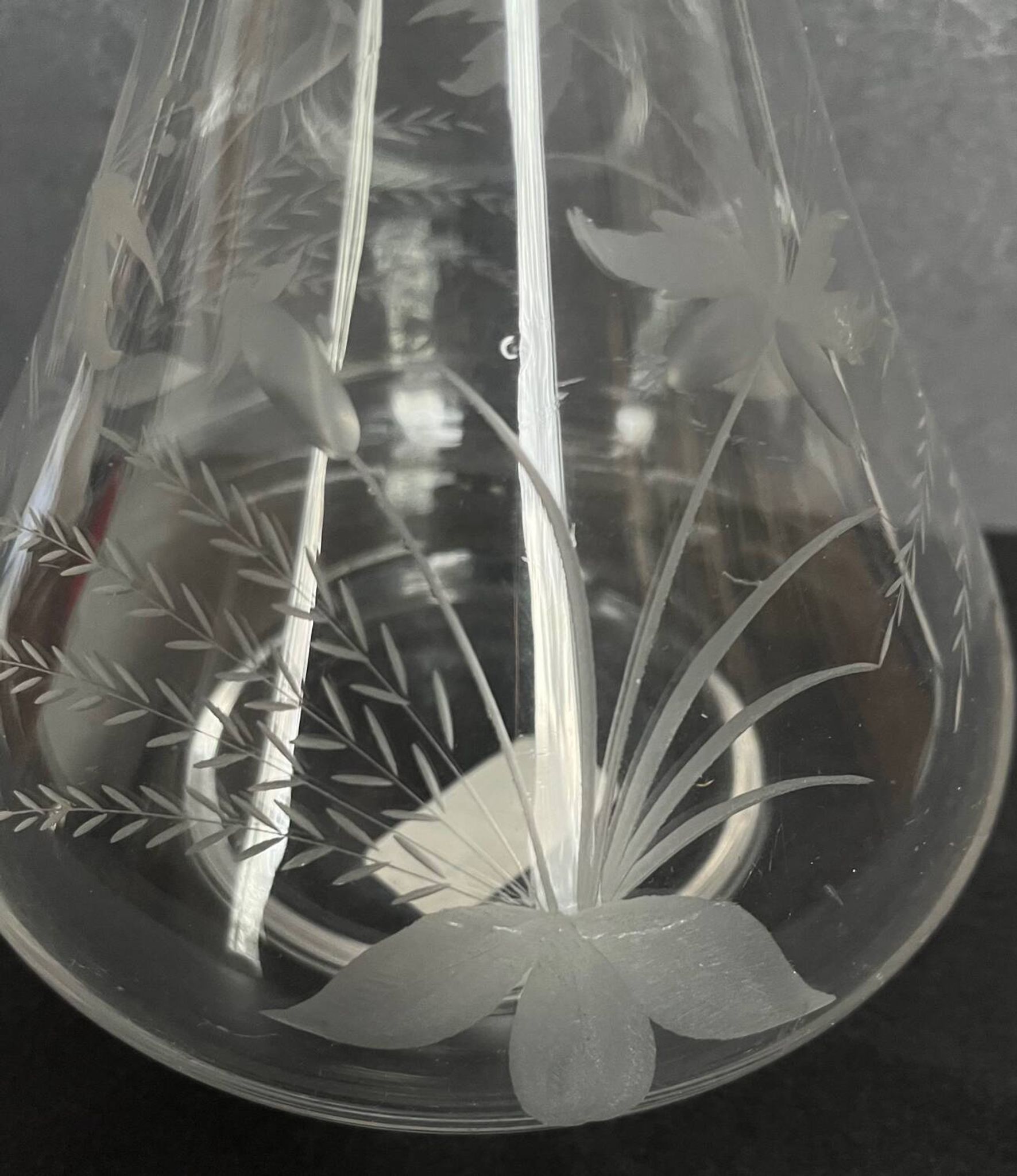 Etched glass carafe